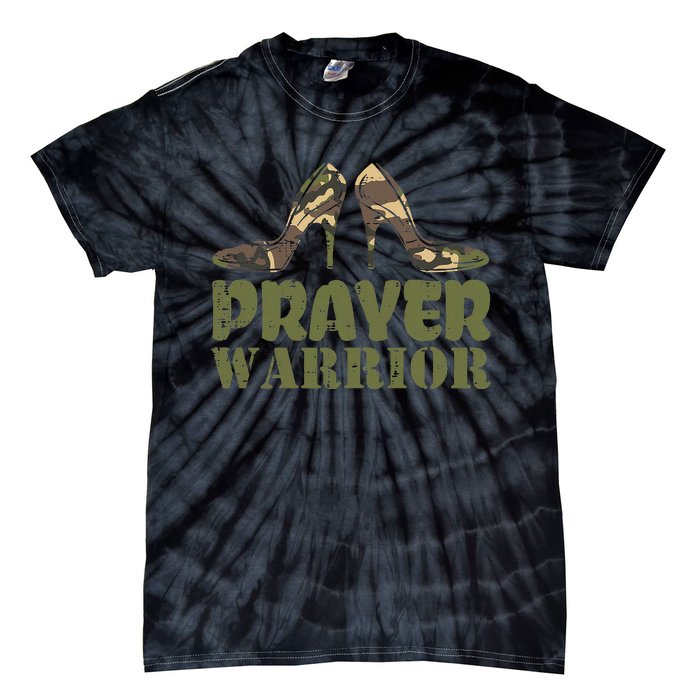 Camo Heels Prayer Warrior Faith God Jesus Tie-Dye T-Shirt