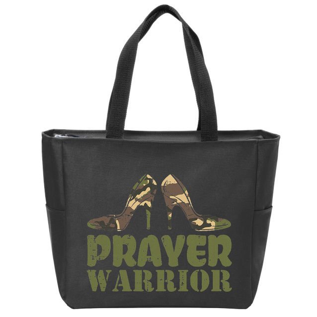 Camo Heels Prayer Warrior Faith God Jesus Zip Tote Bag