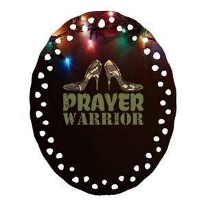 Camo Heels Prayer Warrior Faith God Jesus Ceramic Oval Ornament