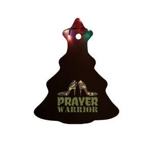 Camo Heels Prayer Warrior Faith God Jesus Ceramic Tree Ornament