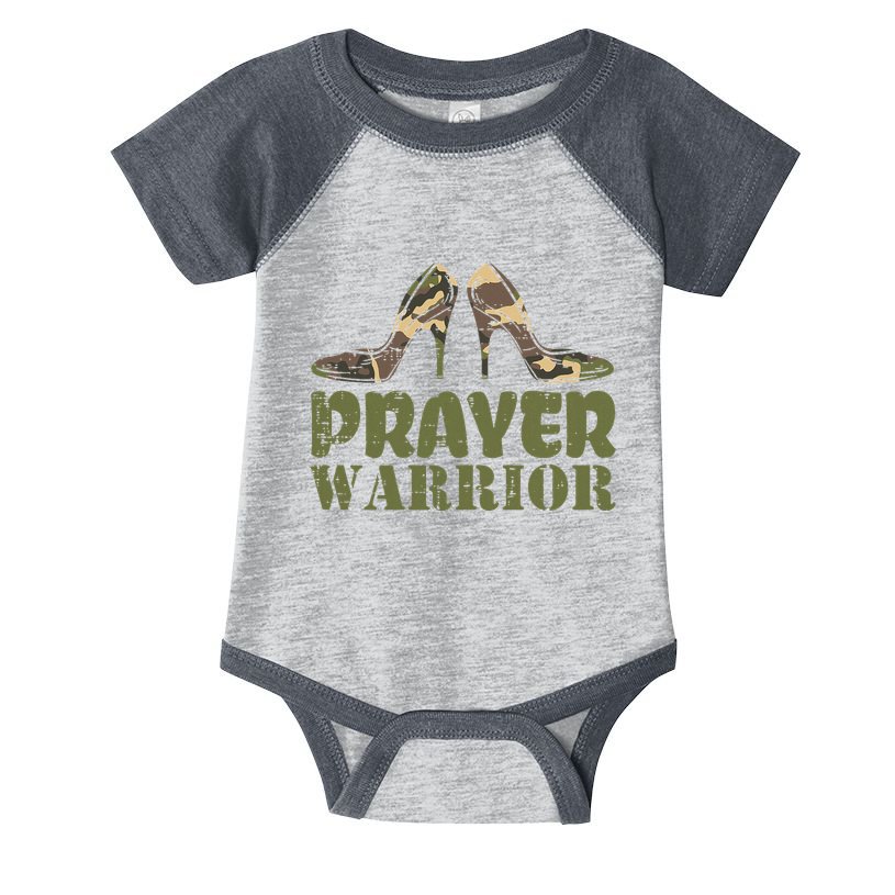 Camo Heels Prayer Warrior Faith God Jesus Infant Baby Jersey Bodysuit