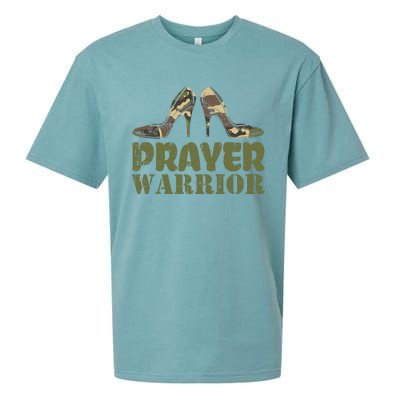 Camo Heels Prayer Warrior Faith God Jesus Sueded Cloud Jersey T-Shirt