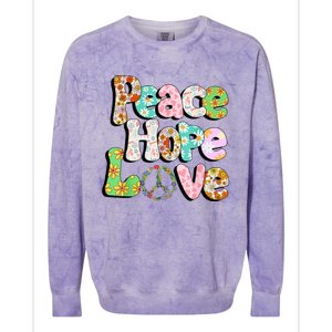 Colorful Halloween Peace Sign Love 60s 70s Hippie Costume Colorblast Crewneck Sweatshirt