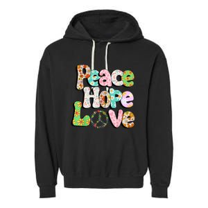 Colorful Halloween Peace Sign Love 60s 70s Hippie Costume Garment-Dyed Fleece Hoodie