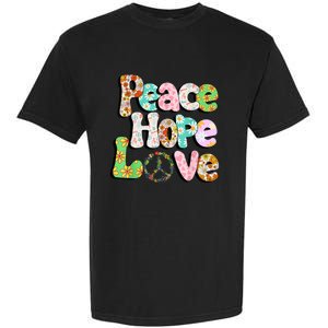 Colorful Halloween Peace Sign Love 60s 70s Hippie Costume Garment-Dyed Heavyweight T-Shirt