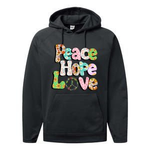 Colorful Halloween Peace Sign Love 60s 70s Hippie Costume Performance Fleece Hoodie