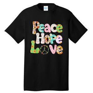 Colorful Halloween Peace Sign Love 60s 70s Hippie Costume Tall T-Shirt