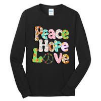 Colorful Halloween Peace Sign Love 60s 70s Hippie Costume Tall Long Sleeve T-Shirt