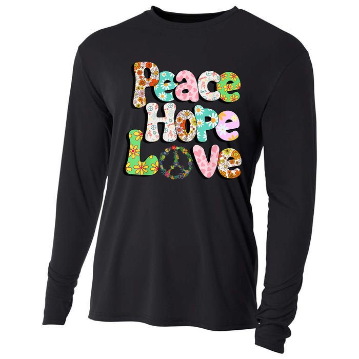 Colorful Halloween Peace Sign Love 60s 70s Hippie Costume Cooling Performance Long Sleeve Crew