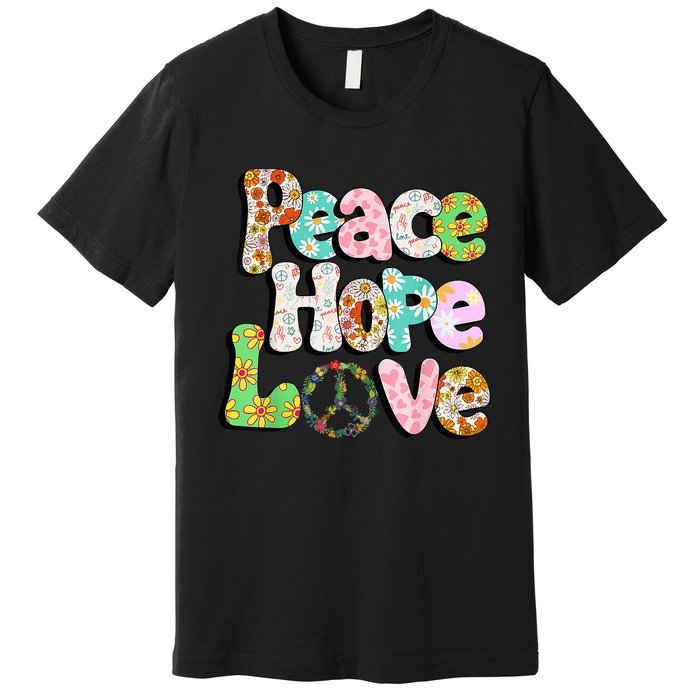 Colorful Halloween Peace Sign Love 60s 70s Hippie Costume Premium T-Shirt