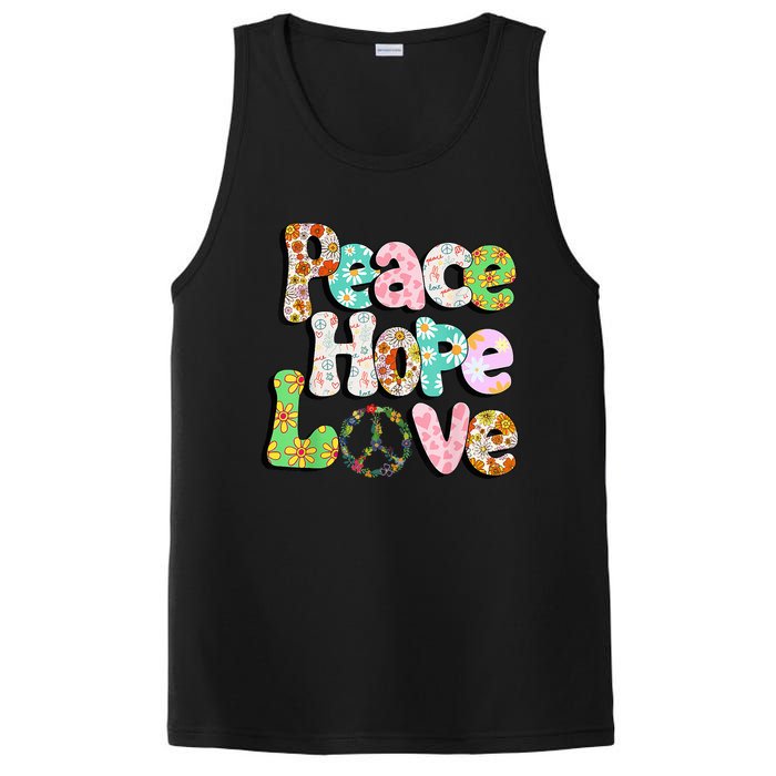 Colorful Halloween Peace Sign Love 60s 70s Hippie Costume PosiCharge Competitor Tank