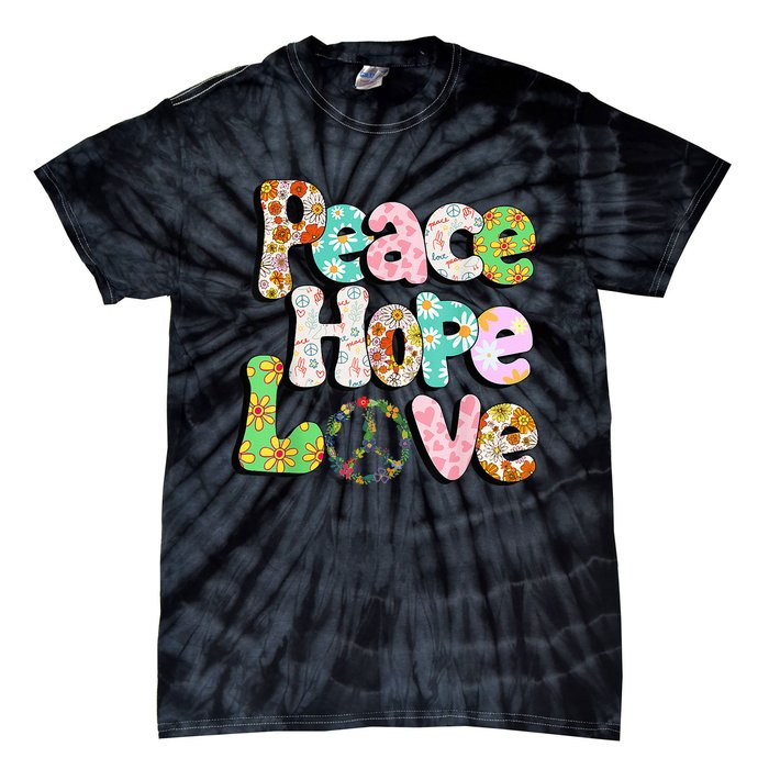 Colorful Halloween Peace Sign Love 60s 70s Hippie Costume Tie-Dye T-Shirt