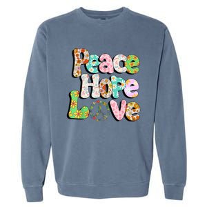 Colorful Halloween Peace Sign Love 60s 70s Hippie Costume Garment-Dyed Sweatshirt