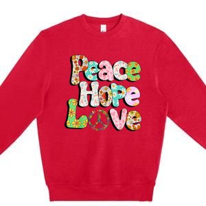 Colorful Halloween Peace Sign Love 60s 70s Hippie Costume Premium Crewneck Sweatshirt