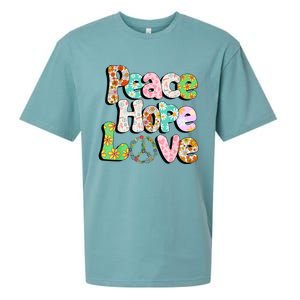 Colorful Halloween Peace Sign Love 60s 70s Hippie Costume Sueded Cloud Jersey T-Shirt