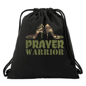 Camo Heels Prayer Warrior Faith God Jesus Christian Women Drawstring Bag