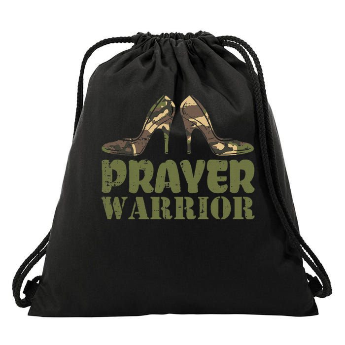 Camo Heels Prayer Warrior Faith God Jesus Christian Women Drawstring Bag