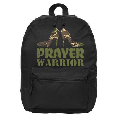 Camo Heels Prayer Warrior Faith God Jesus Christian Women 16 in Basic Backpack