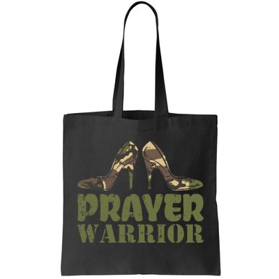 Camo Heels Prayer Warrior Faith God Jesus Christian Women Tote Bag