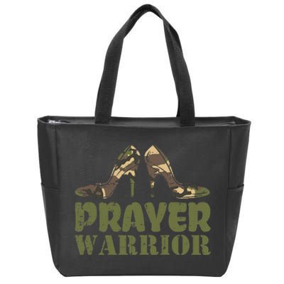 Camo Heels Prayer Warrior Faith God Jesus Christian Women Zip Tote Bag