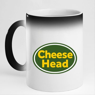 Cheese Head Packer Football 11oz Black Color Changing Mug