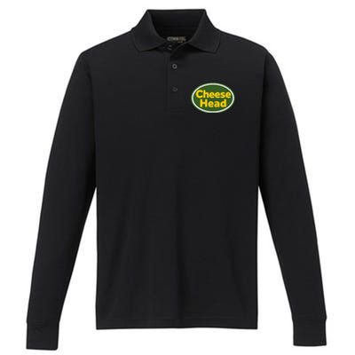 Cheese Head Packer Football Performance Long Sleeve Polo