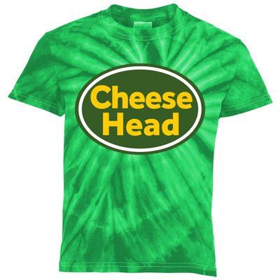 Cheese Head Packer Football Kids Tie-Dye T-Shirt