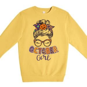 Cute Halloween Patterns October Girl Premium Crewneck Sweatshirt