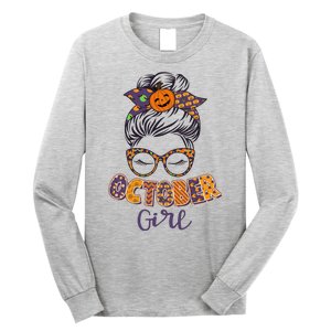 Cute Halloween Patterns October Girl Long Sleeve Shirt