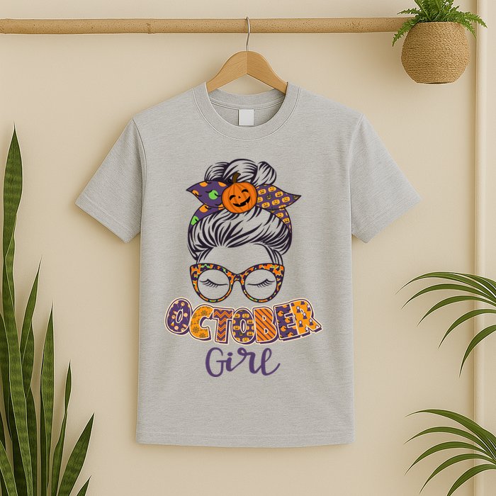 Cute Halloween Patterns October Girl T-Shirt