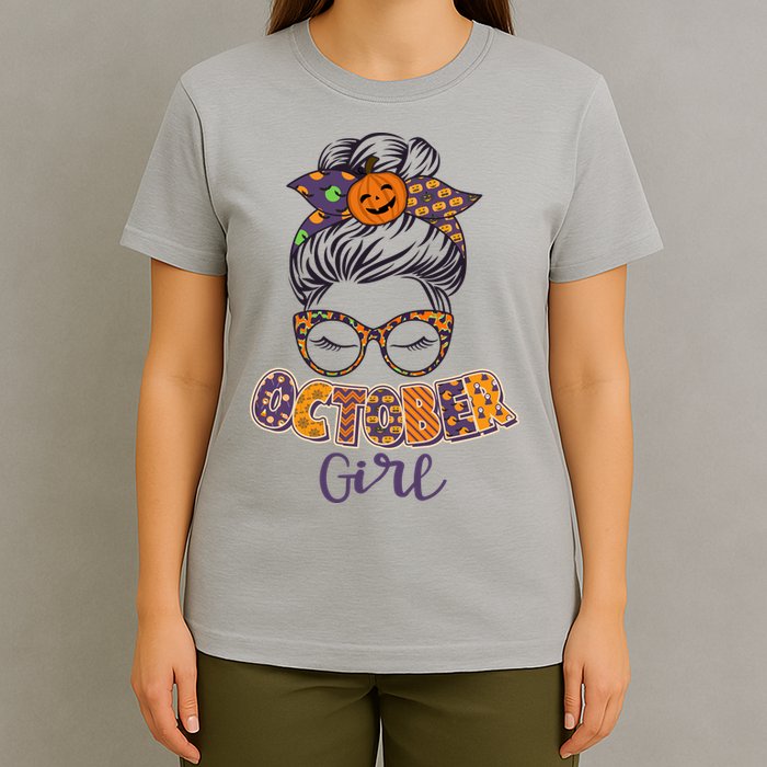 Cute Halloween Patterns October Girl T-Shirt