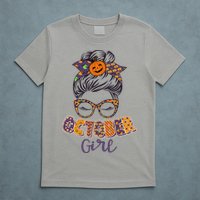 Cute Halloween Patterns October Girl T-Shirt