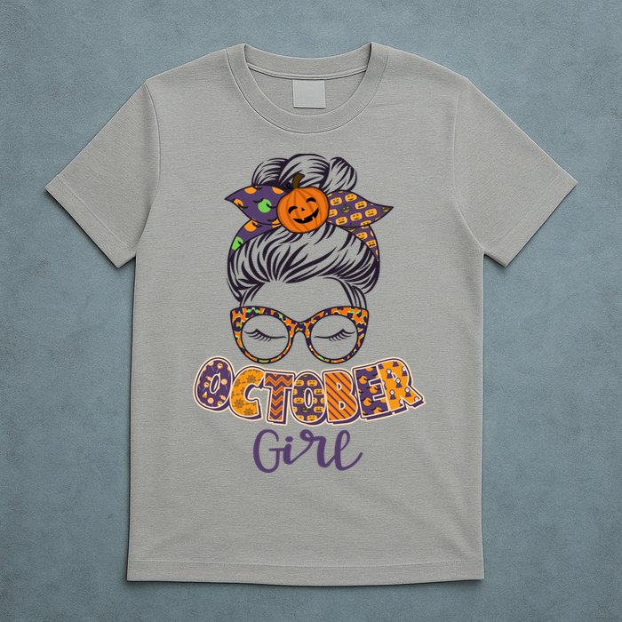 Cute Halloween Patterns October Girl T-Shirt