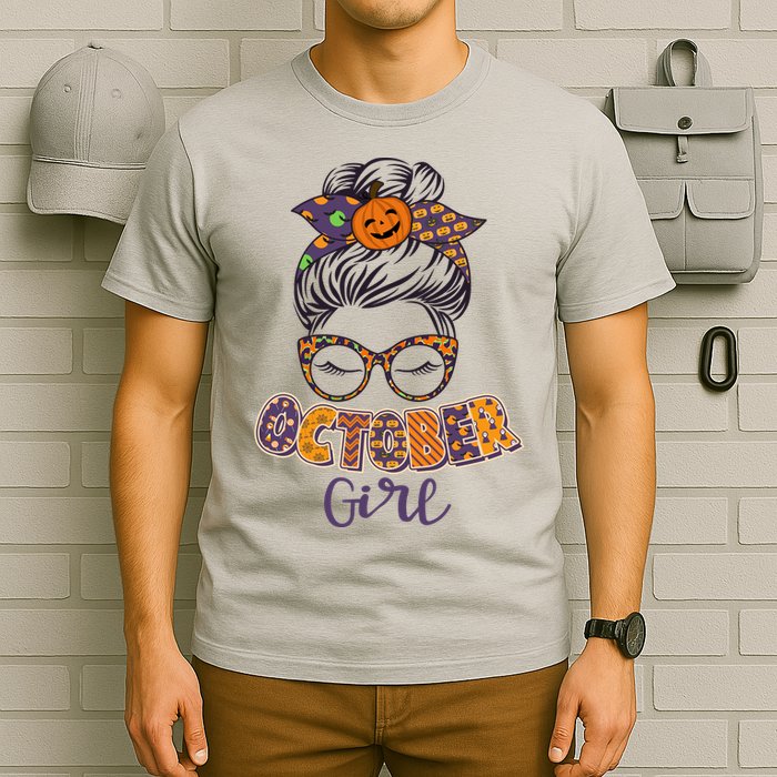 Cute Halloween Patterns October Girl T-Shirt