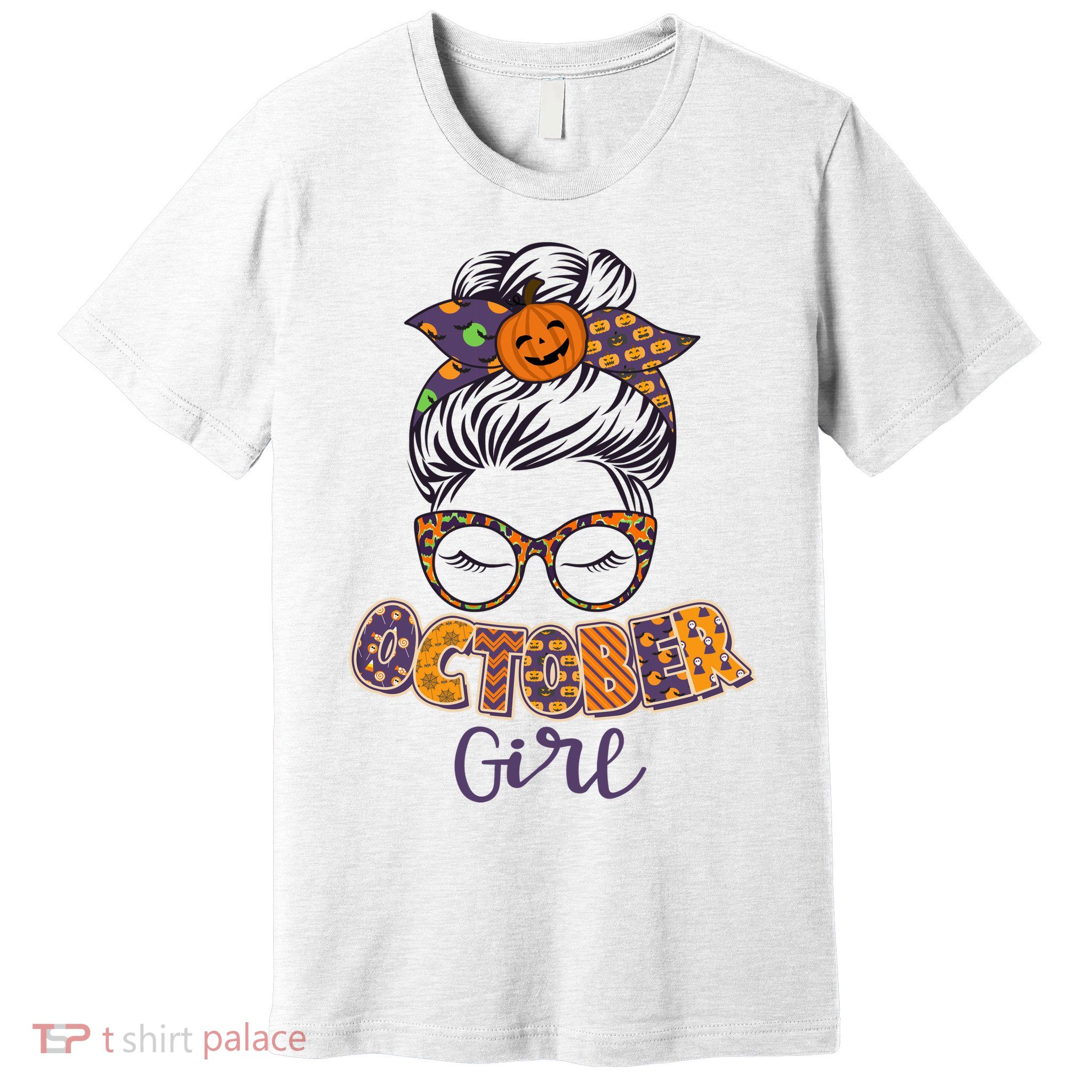 Cute Halloween Patterns October Girl Premium T-Shirt