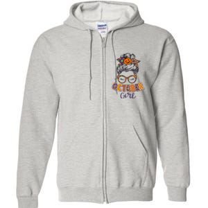 Cute Halloween Patterns October Girl Full Zip Hoodie