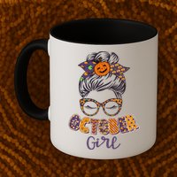 Cute Halloween Patterns October Girl Mug