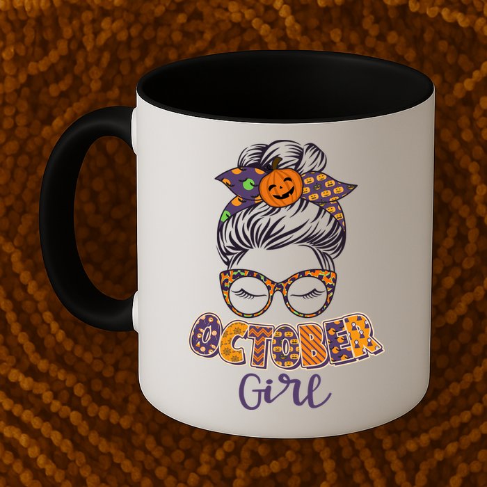 Cute Halloween Patterns October Girl Mug