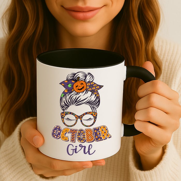 Cute Halloween Patterns October Girl Mug