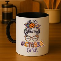 Cute Halloween Patterns October Girl Mug