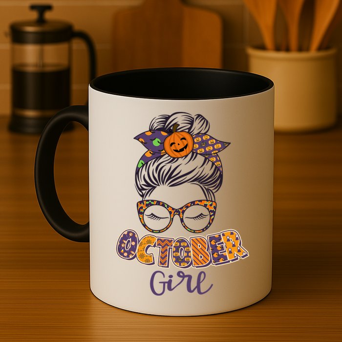 Cute Halloween Patterns October Girl Mug