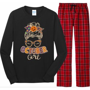 Cute Halloween Patterns October Girl Long Sleeve Pajama Set