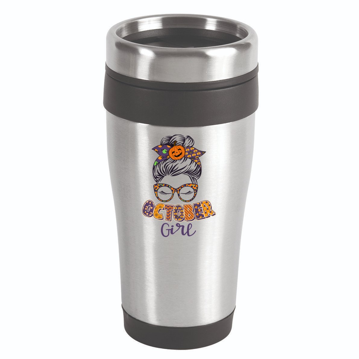 Cute Halloween Patterns October Girl 16oz Travel Tumbler