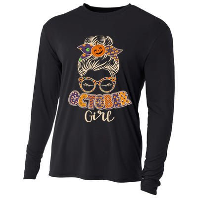 Cute Halloween Patterns October Girl Cooling Performance Long Sleeve Crew