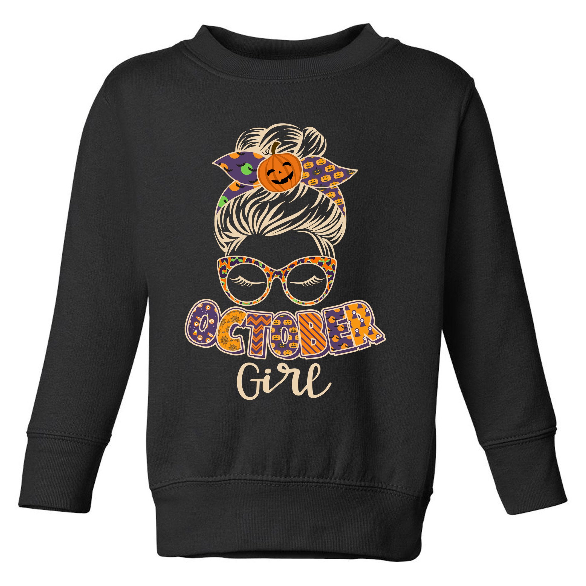 Cute Halloween Patterns October Girl Toddler Sweatshirt