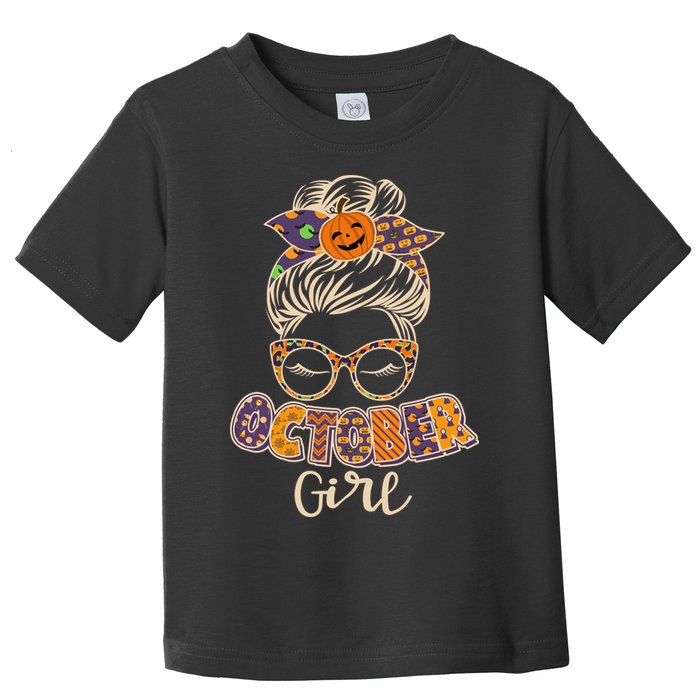 Cute Halloween Patterns October Girl Toddler T-Shirt