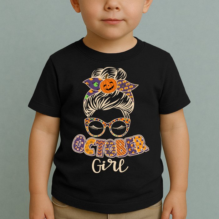 Cute Halloween Patterns October Girl Toddler T-Shirt