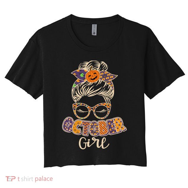 Cute Halloween Patterns October Girl Crop Top