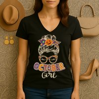 Cute Halloween Patterns October Girl Women's V-Neck T-Shirt