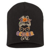 Cute Halloween Patterns October Girl Short Acrylic Beanie